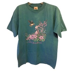 Vintage NOS Single Stitch Alaska Turquoise Souvenir Tshirt Sz Large